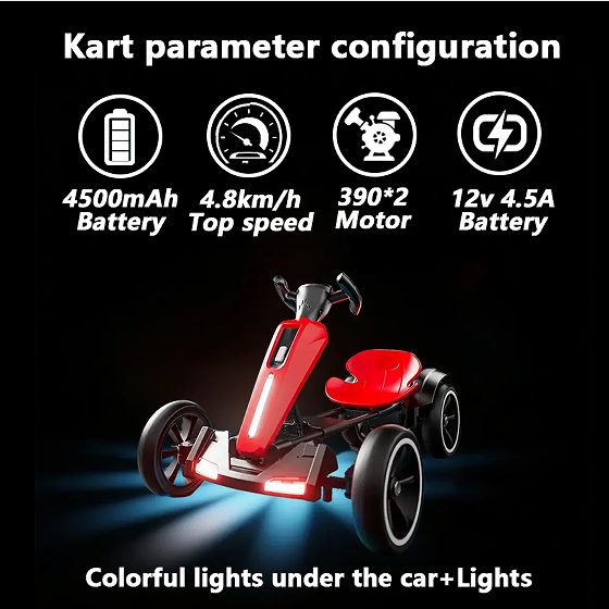 12V Electric Kids Go Kart with Adjustable Seat - Red