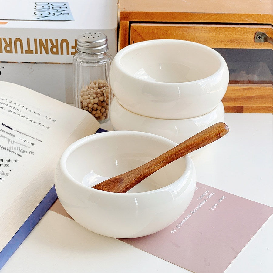 Korean-Style Ceramic Rice Bowl Set - Small Round Dining Bowls for Kitchen