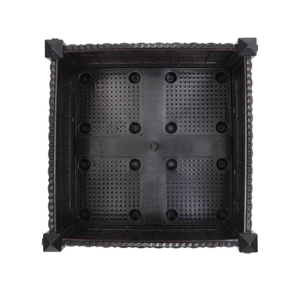 2PCS Brown Injection Molded Planting Box Garden Planter with Rattan Pattern