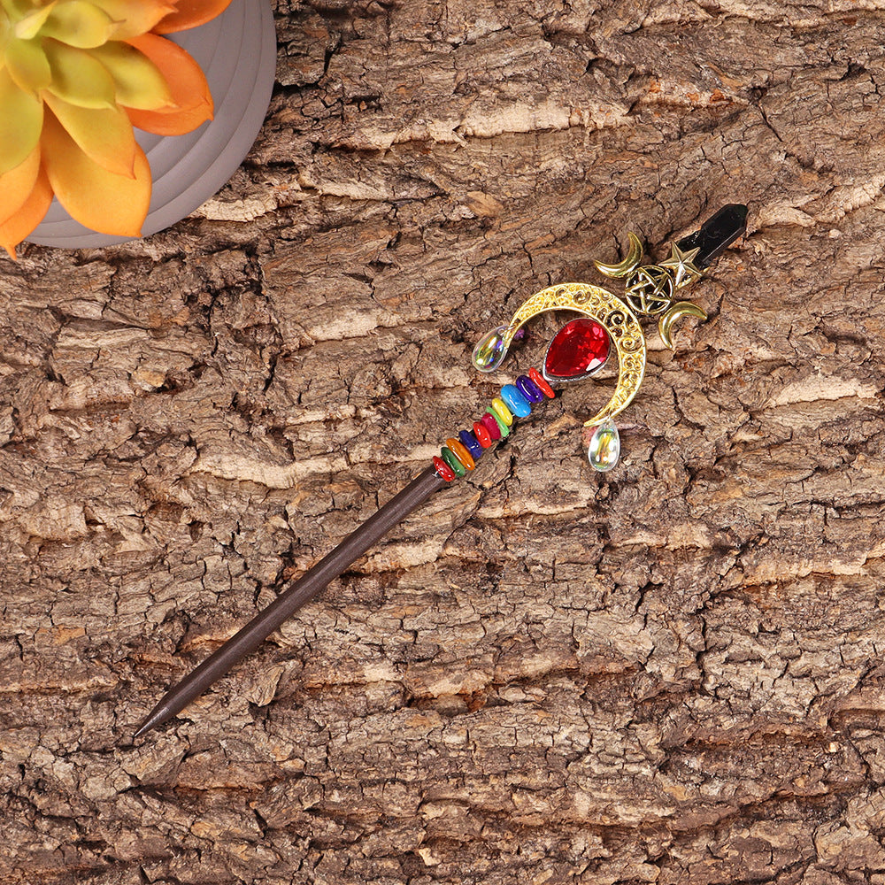 Handmade Wooden Crystal Wings Hair Clip