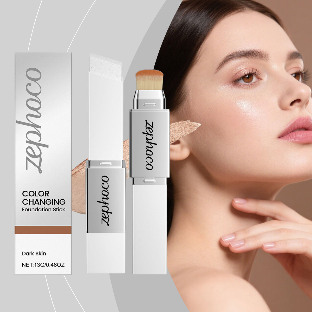 Color-Changing Foundation Stick for Deep Skin Tones - 13g Face Makeup