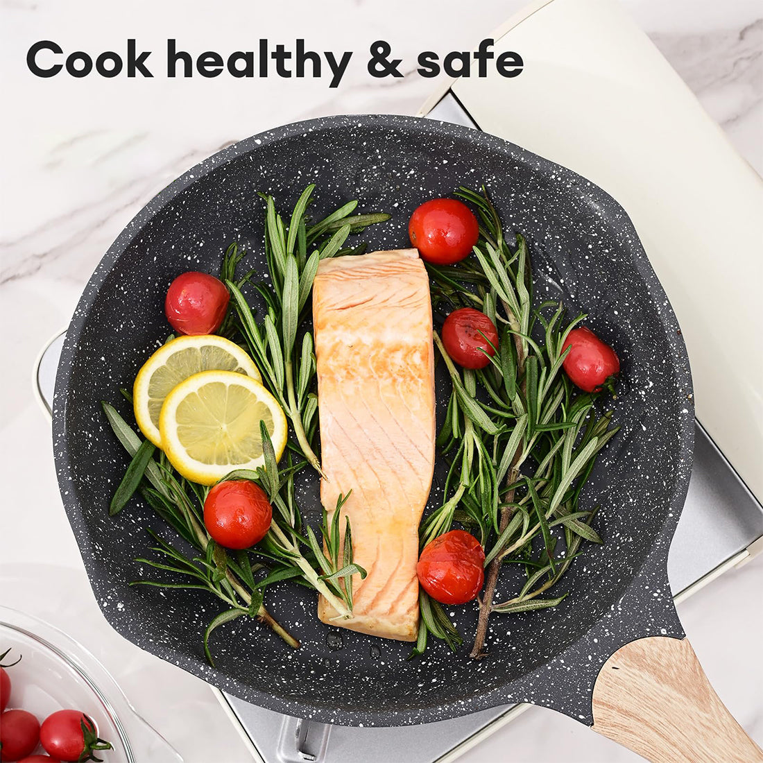 Nonstick Frying Pan with Stone Coating - Induction Skillet