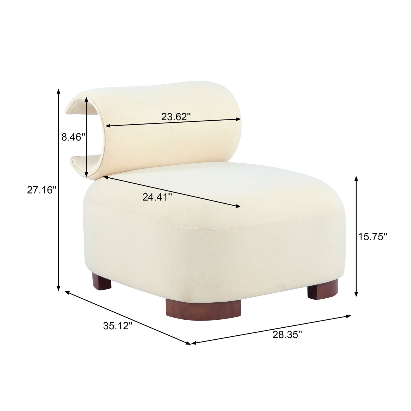 Beige Polyester Accent Chair - Pet-Friendly, 330 Lbs Capacity