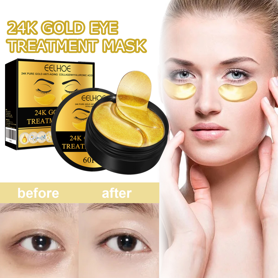 24K Gold Eye Mask Set - Hydrating Anti-Aging Under Eye Patches 60 Pieces