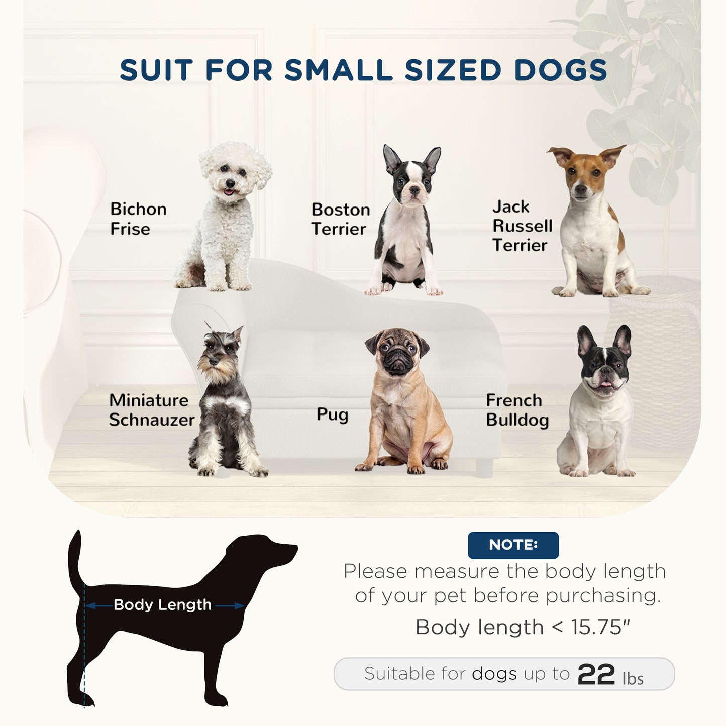 Pet Sofa Bed for Small Dogs with Storage - Gray, 740x485x165 mm