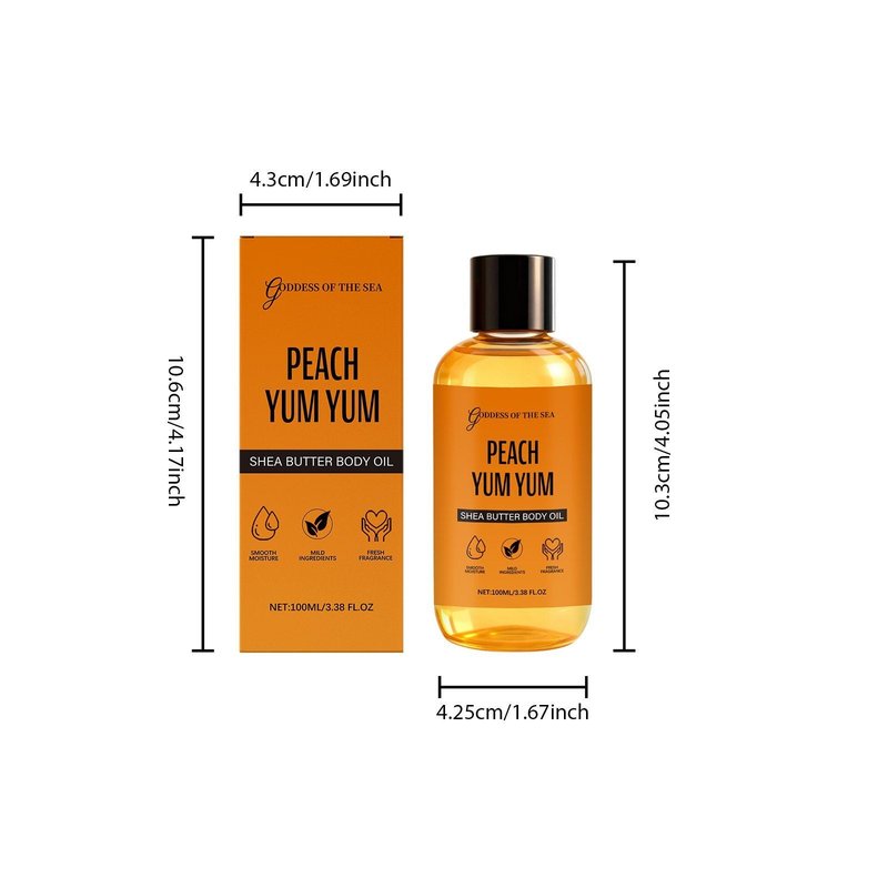 Shea Body Oil, Peach Scent, 100 ml