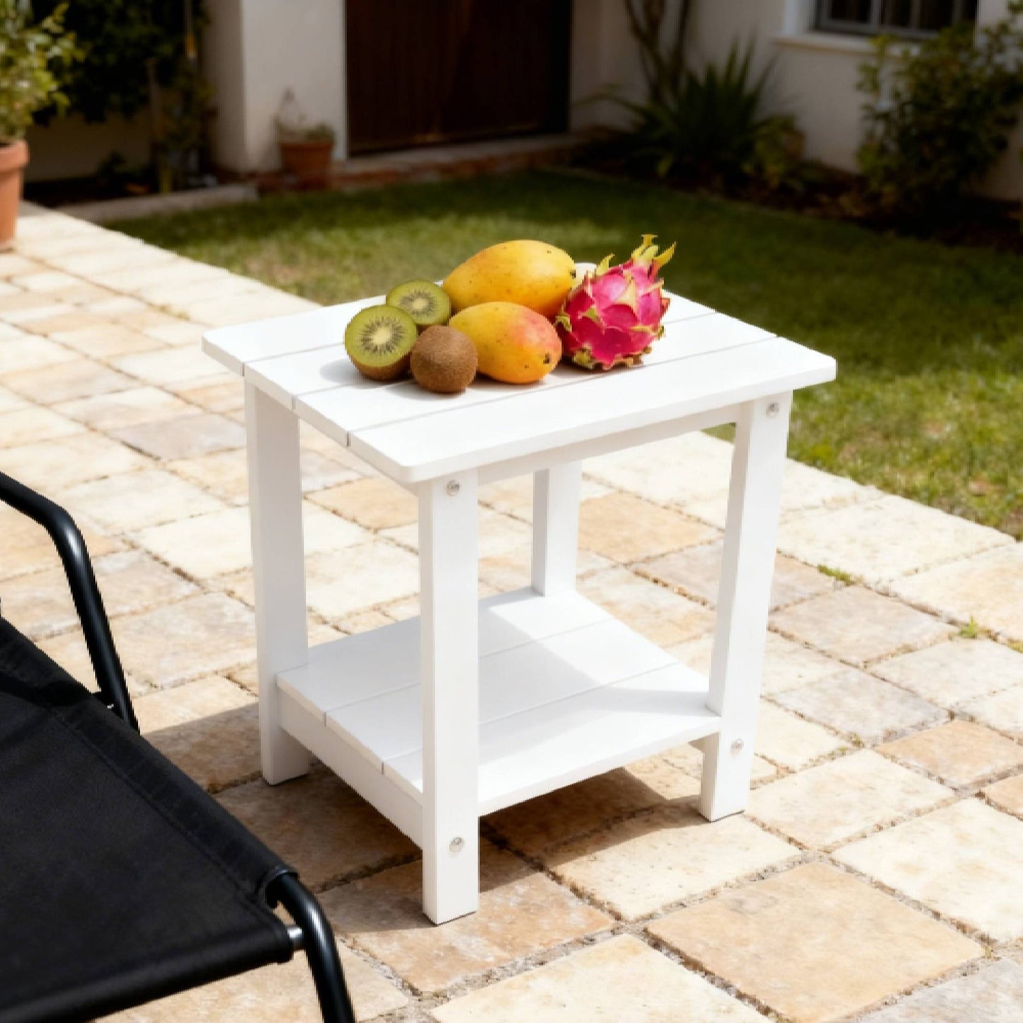 Stylish Side Table Perfect For Outdoor Yard Togethers Snacks & Cozy