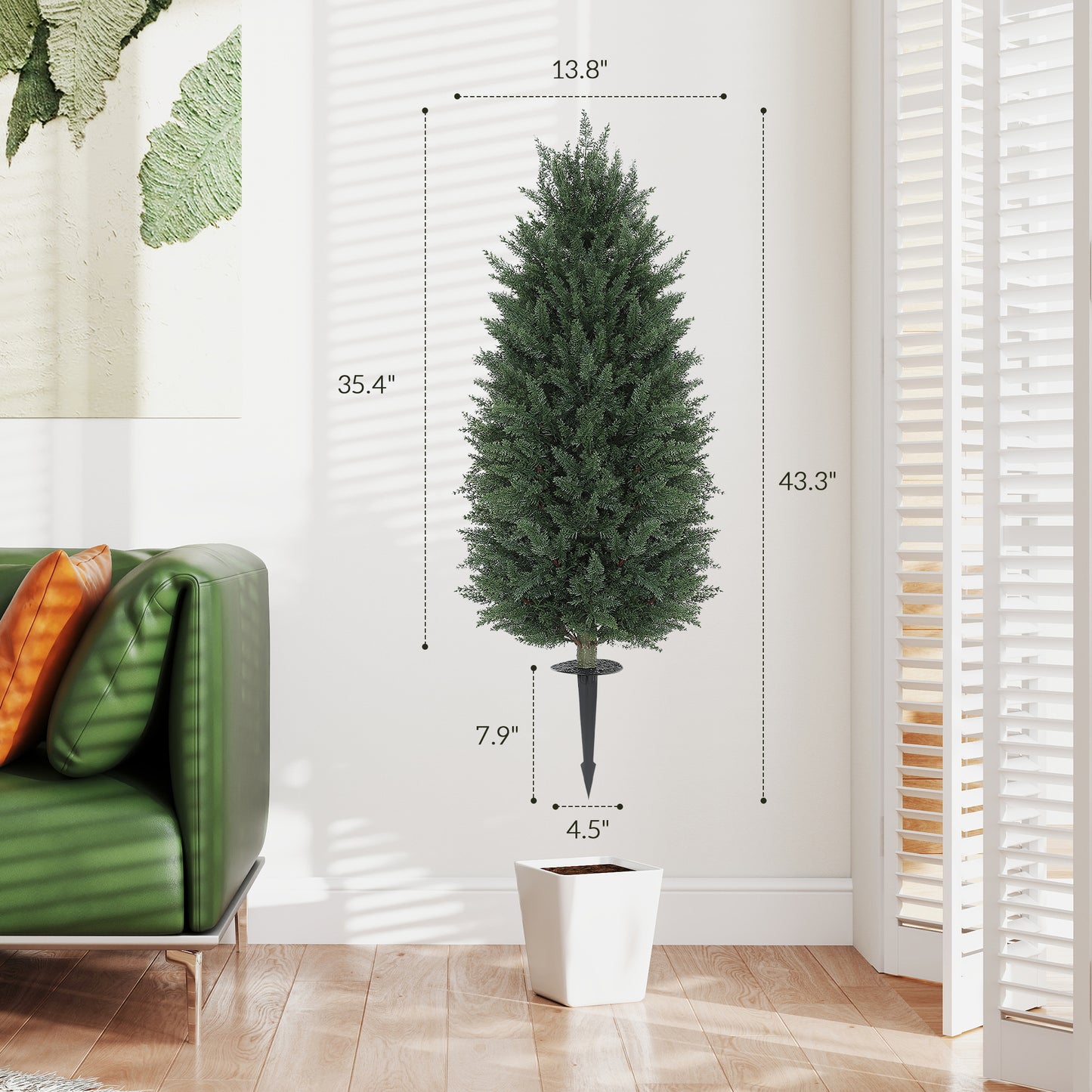 Set of 2 UV-Resistant Artificial Cypress Topiary Trees - 43.3 Inch
