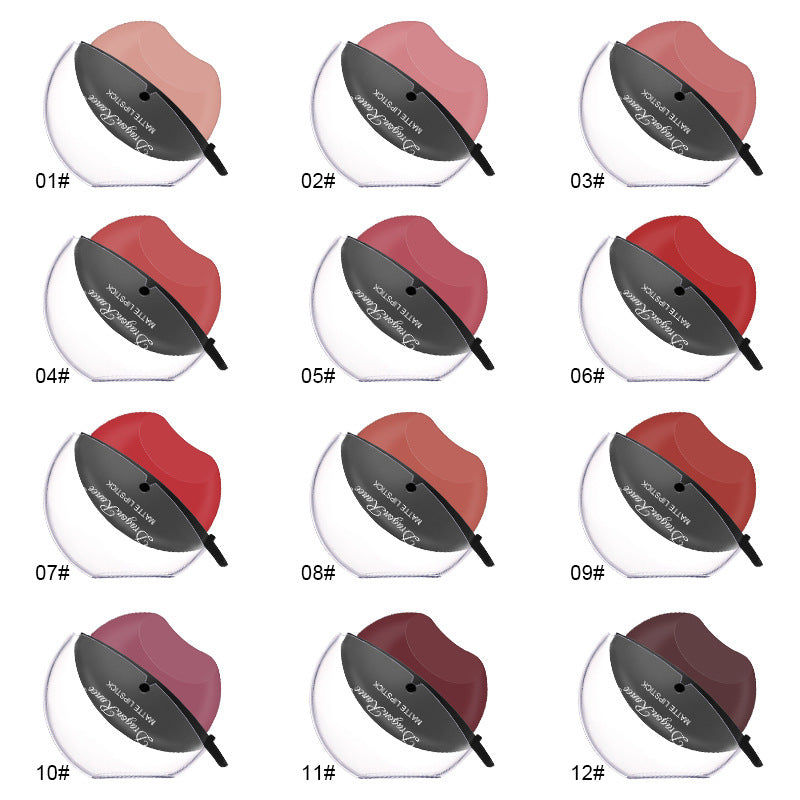12-Color Lipstick & Lip Balm Set - Lazy Lip Makeup Display Box