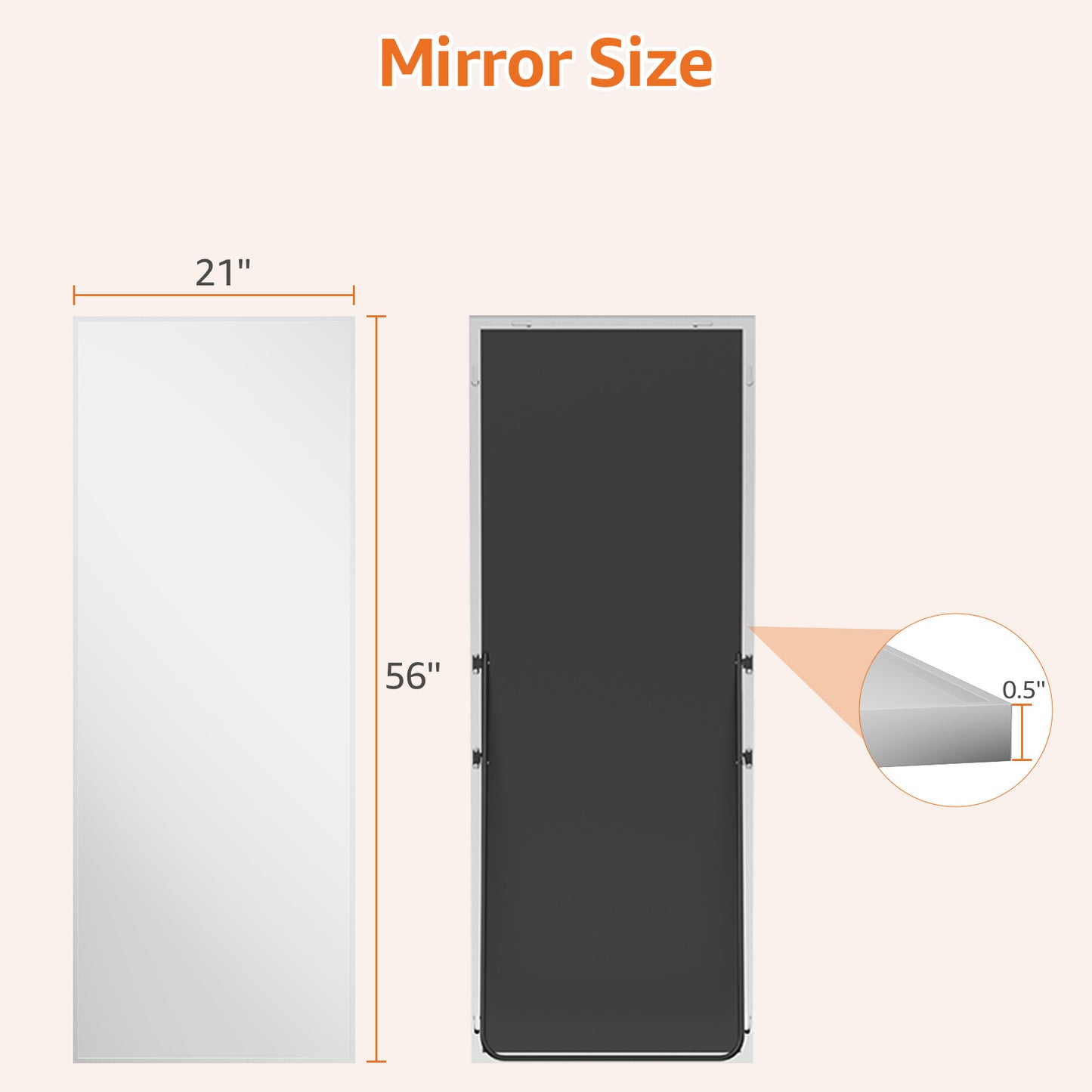 Full Length Rectangular Mirror, Standing or Wall-Mounted Floor Mirror