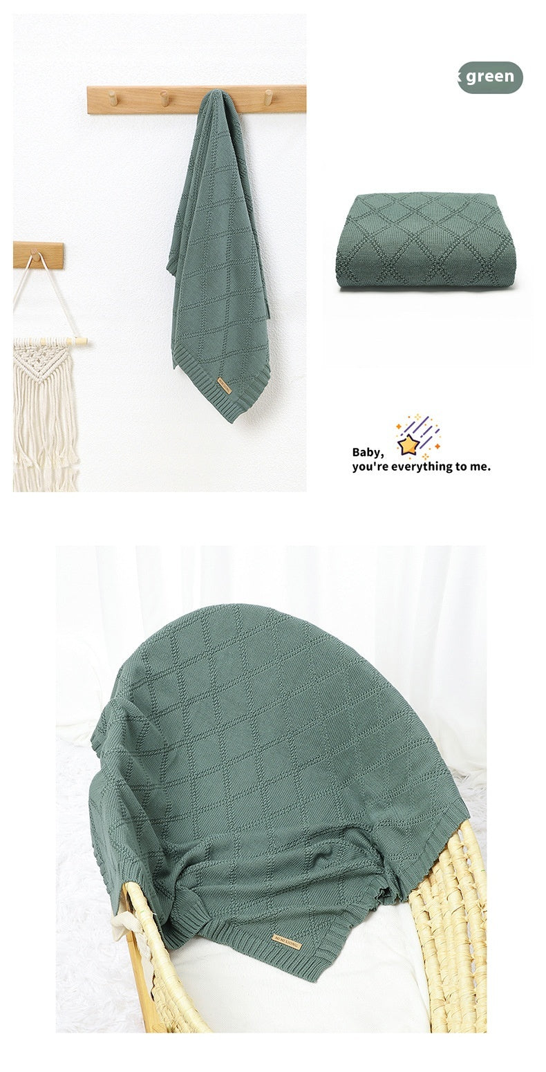 Baby Knitted Blanket 70x90cm Cotton Solid Color Bedding for Toddler