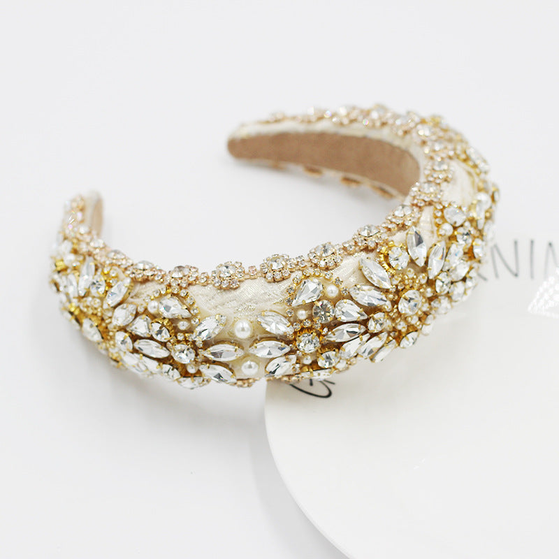 Rhinestone Wide Hair Band - U-Shape Headband