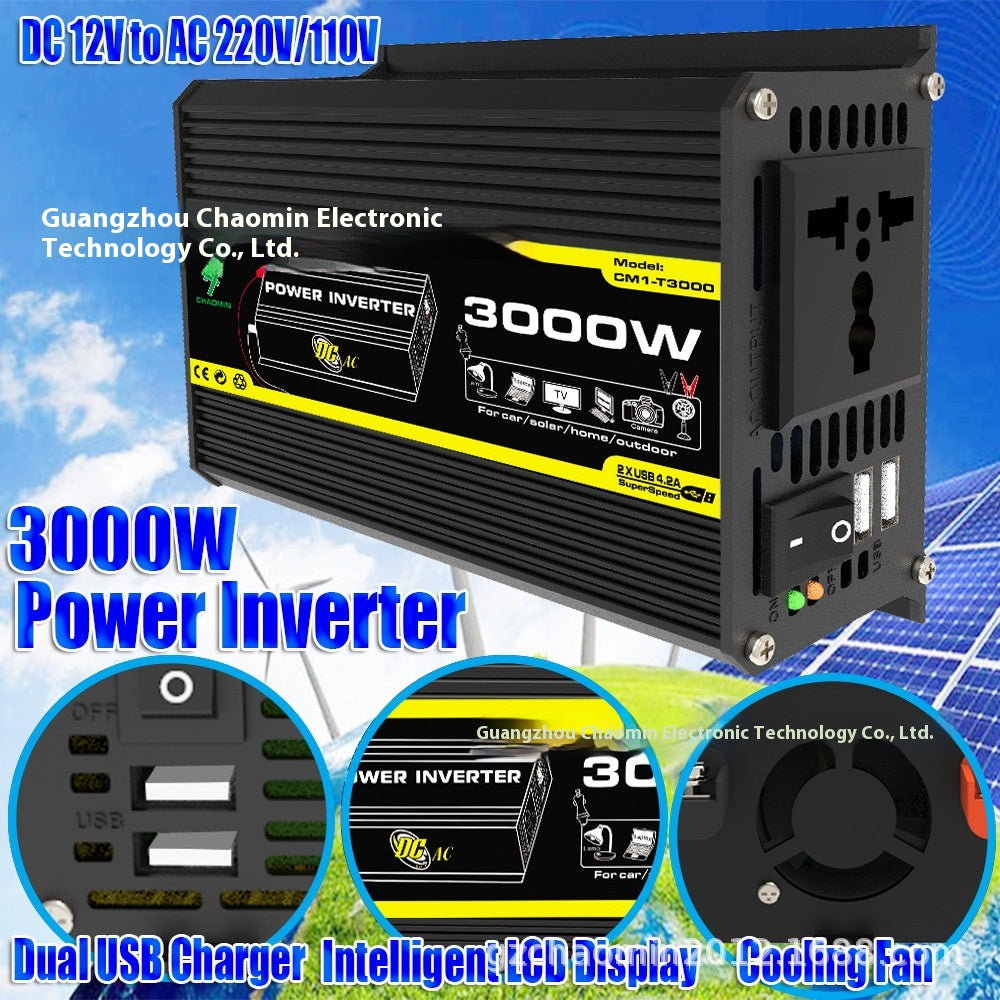 12V to 220V/110V 3000W Vehicle Solar Power Inverter Off-Grid High Frequency Conversion
