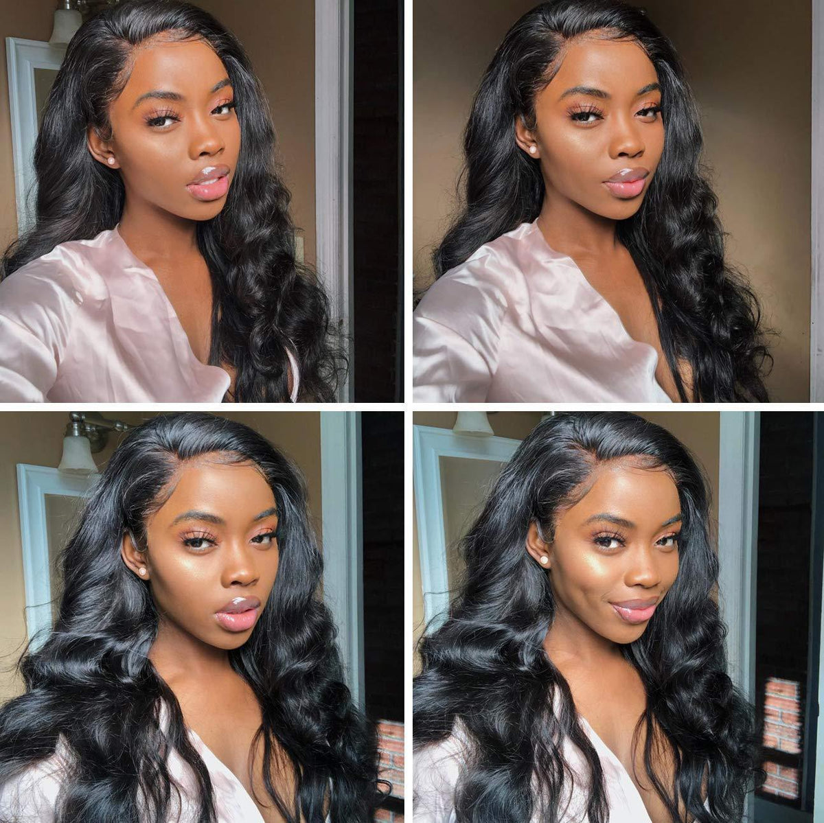 Women's Curly Synthetic Wig with Lace Front - Black, Medium Length, Multiple Sizes
