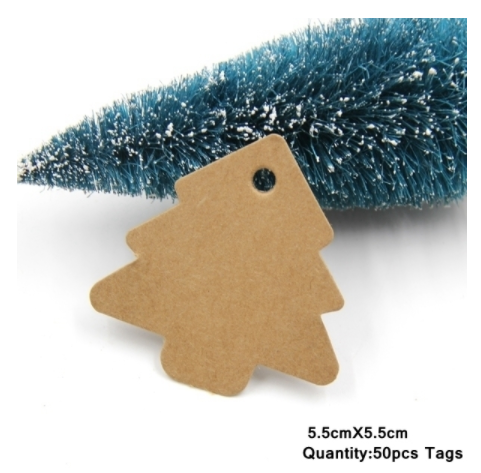 Tree-Shaped Kraft Paper Labels for Christmas Decorations - Pack of 10