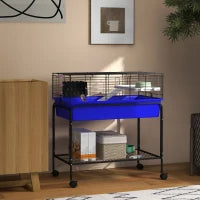 Small Animal Cage with Removable Stand and Wheels, Blue