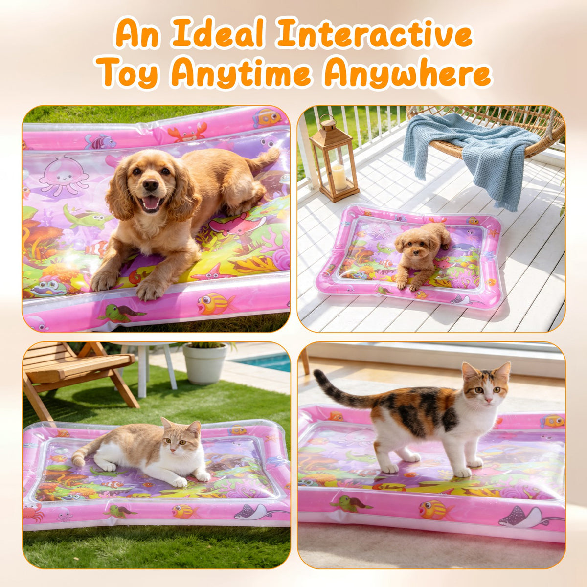 Interactive Cat Water Mat with Floating Fish & LED Light - Pet Enrichment