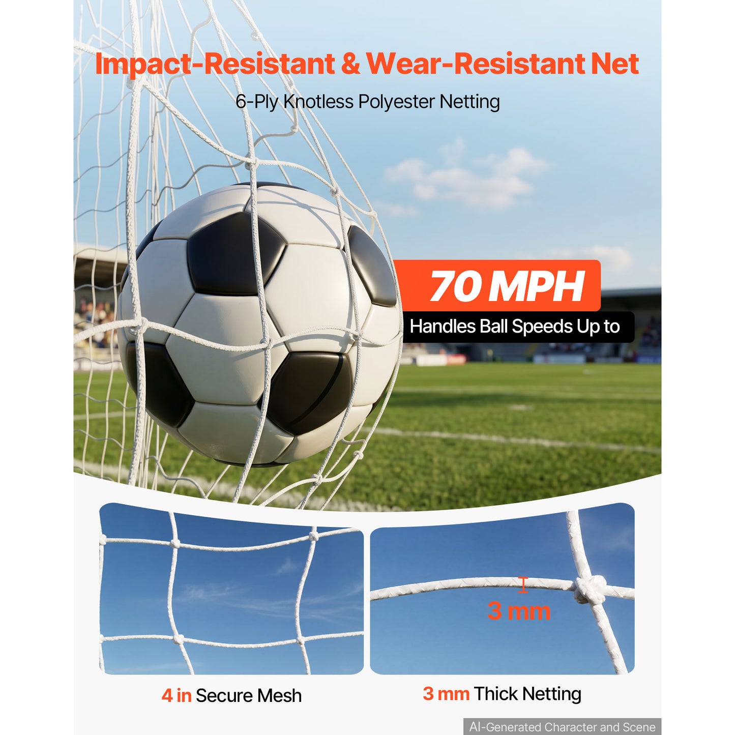 Portable Soccer Goal 12x6 ft with Net & Accessories for Backyard Training