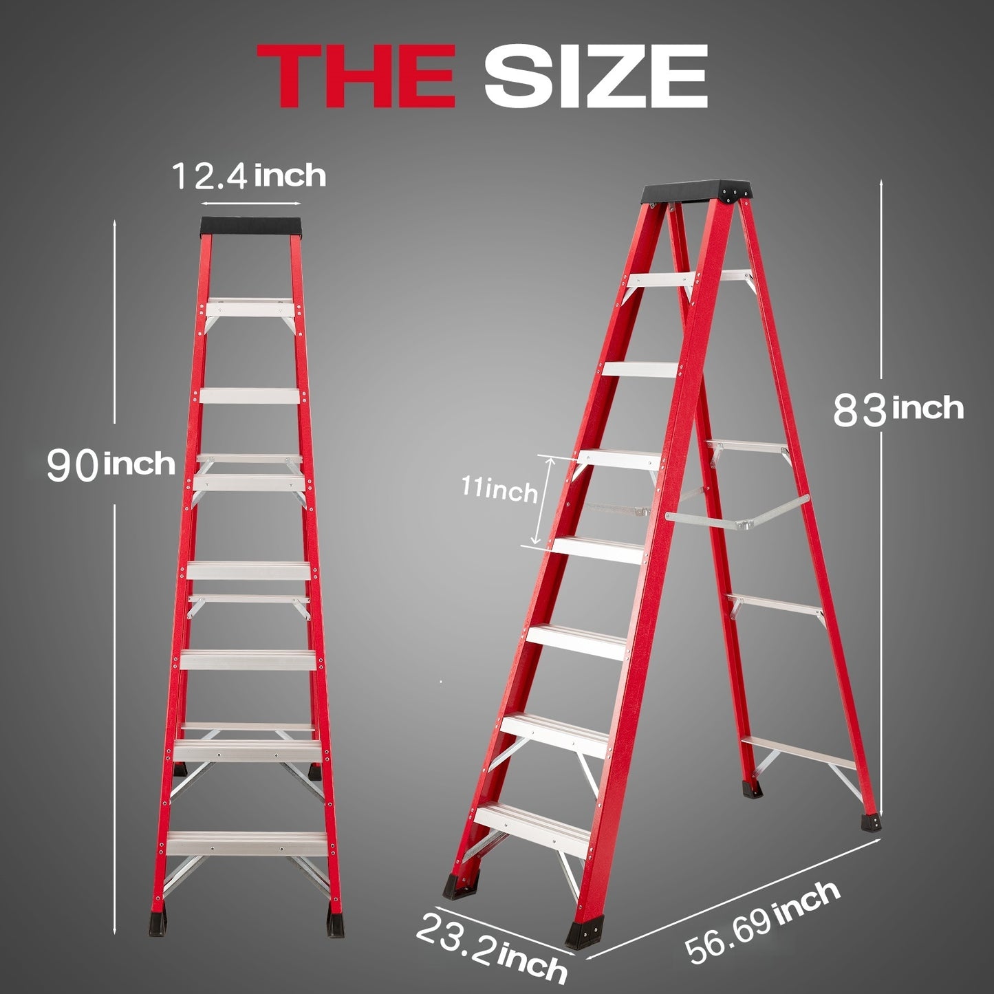 Fiberglass Ladder, 330 Lb Load Capacity