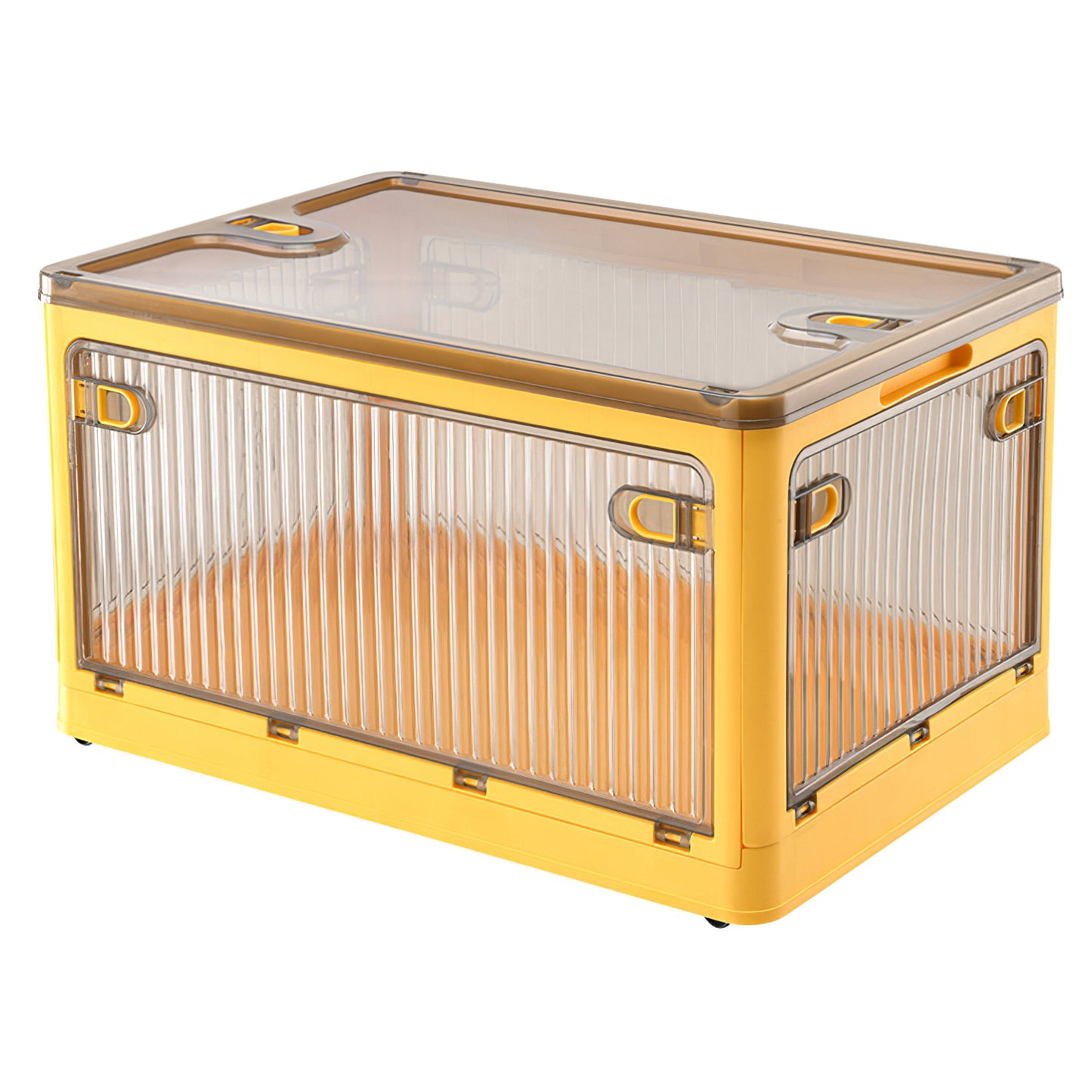 1Pc 70QT 66L Foldable Storage Bins With Lid 4 Doors Collapsible