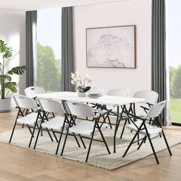 6-Foot Folding Plastic Table - Indoor & Outdoor Use, Scratch Resistant