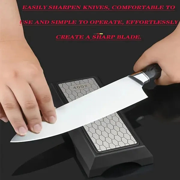 Diamond Sharpening Stone 400/1000 Grit - Non-Slip Base for Kitchen Tools