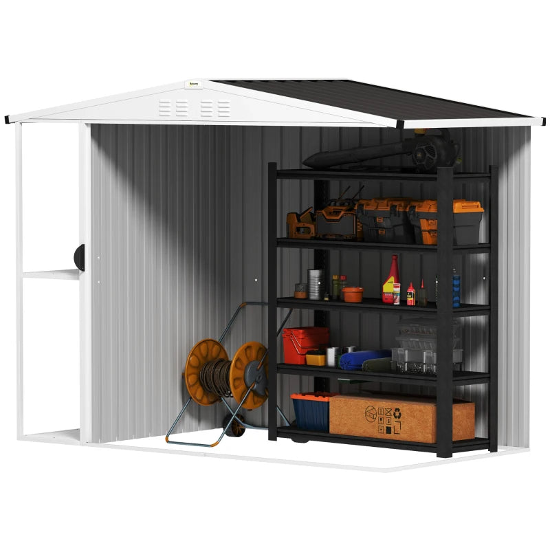 8ft Metal Outdoor Garden Shed with Lock & Vents - Dark Gray