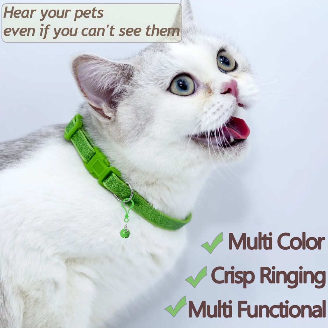 Multicolor Pet Bell Set for Collars - 6 Louder, Crackling Dog & Cat Charms with Clasps