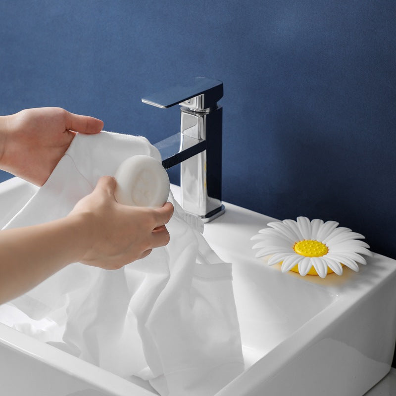 Double Layer Daisy Flower Soap Dish Drainable Bathroom Storage