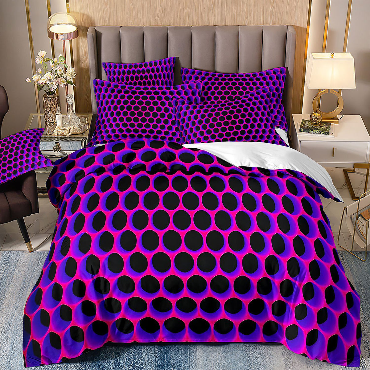 Digital Printed Geometric Duvet Cover Set - Light Gray Nordic Bedding
