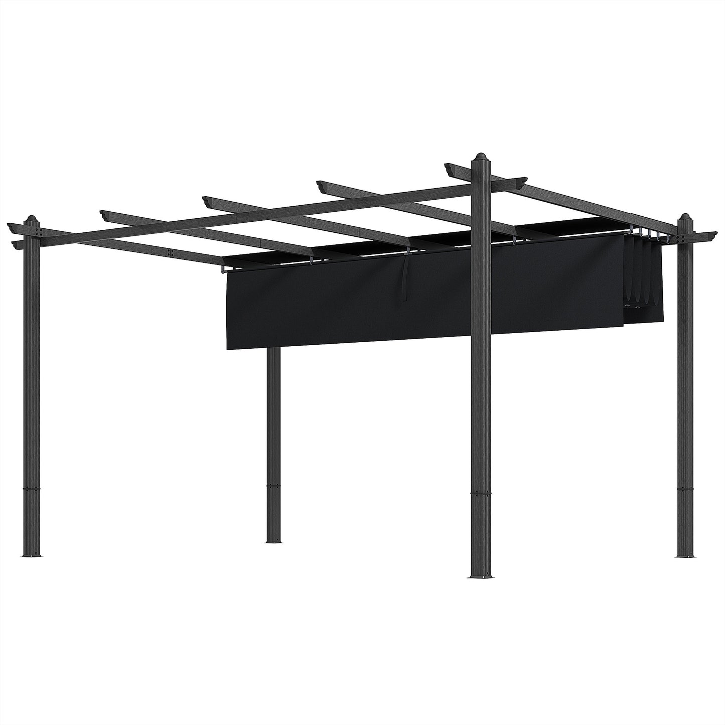 Aluminum Retractable Pergola Canopy - Gray Outdoor Shade Shelter
