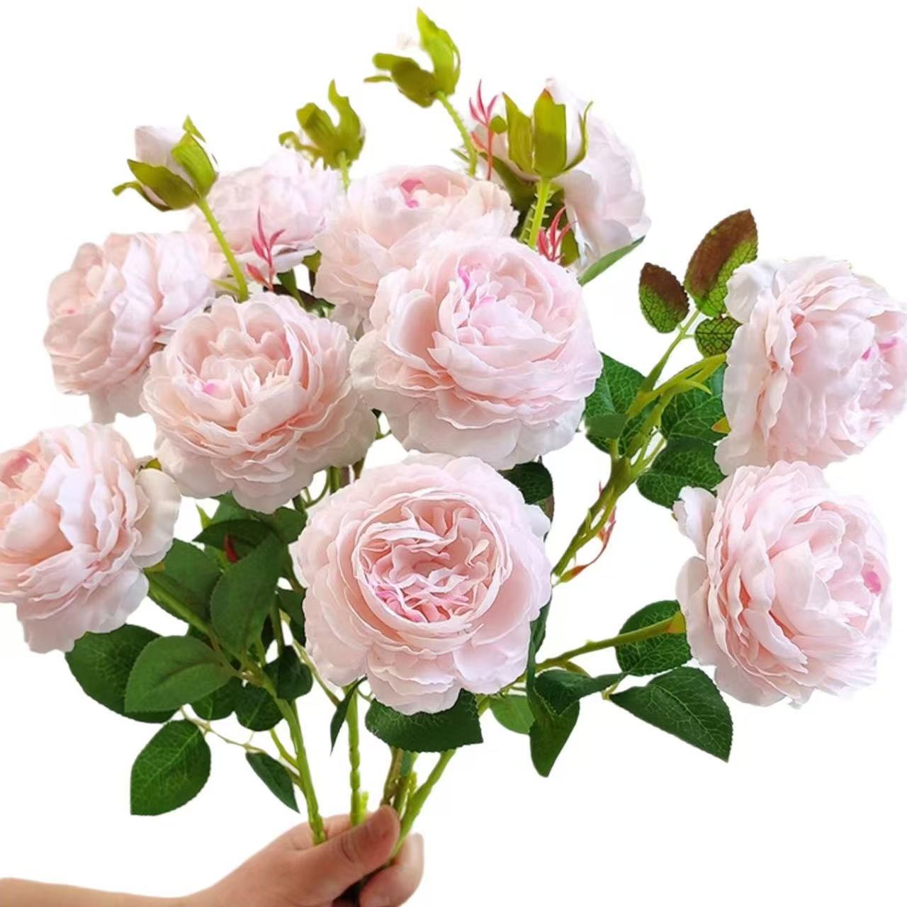 Silk Peony Flower Arrangement - Realistic Decorative Floral Display for Living Room