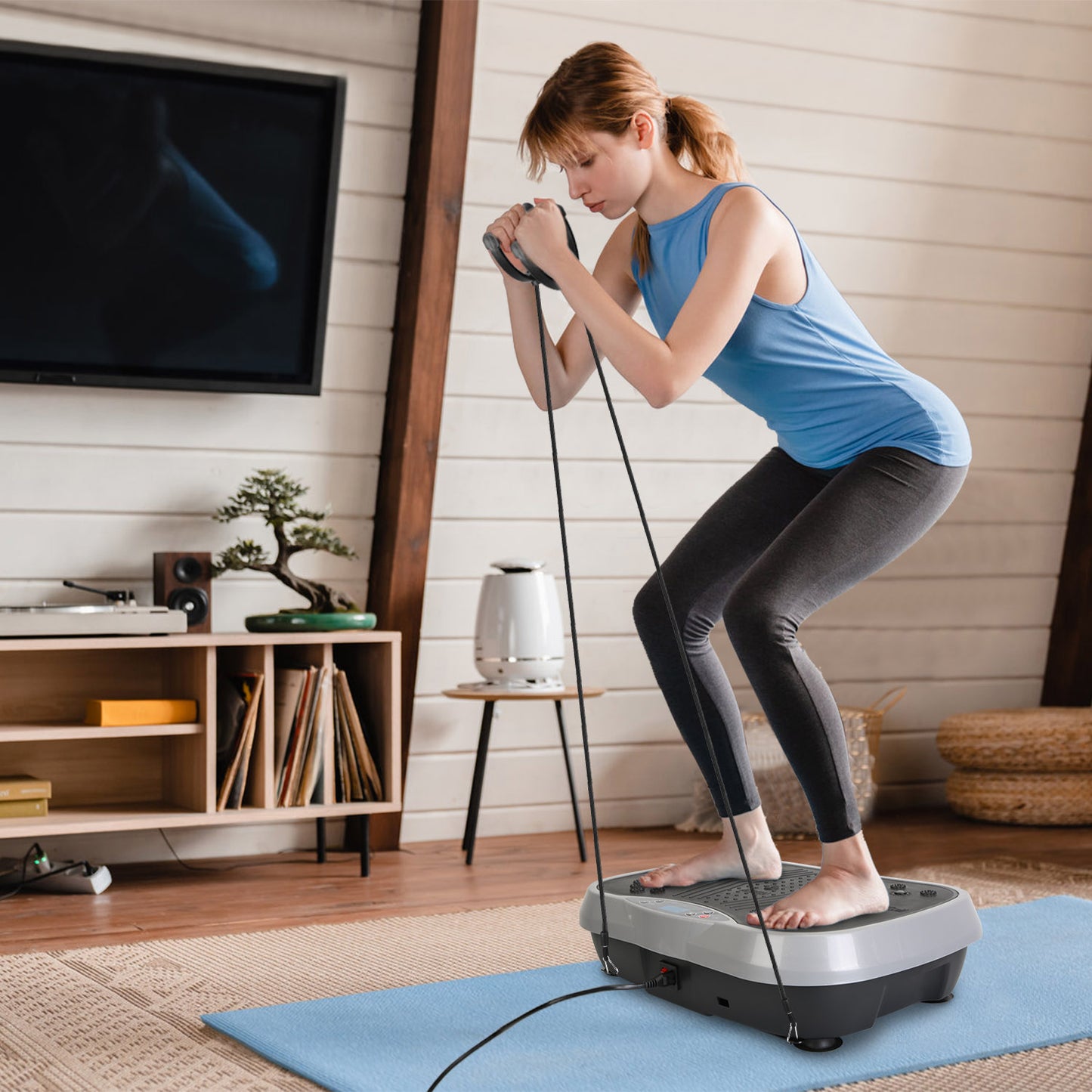 Whole Body Vibration Exercise Machine with Resistance Bands