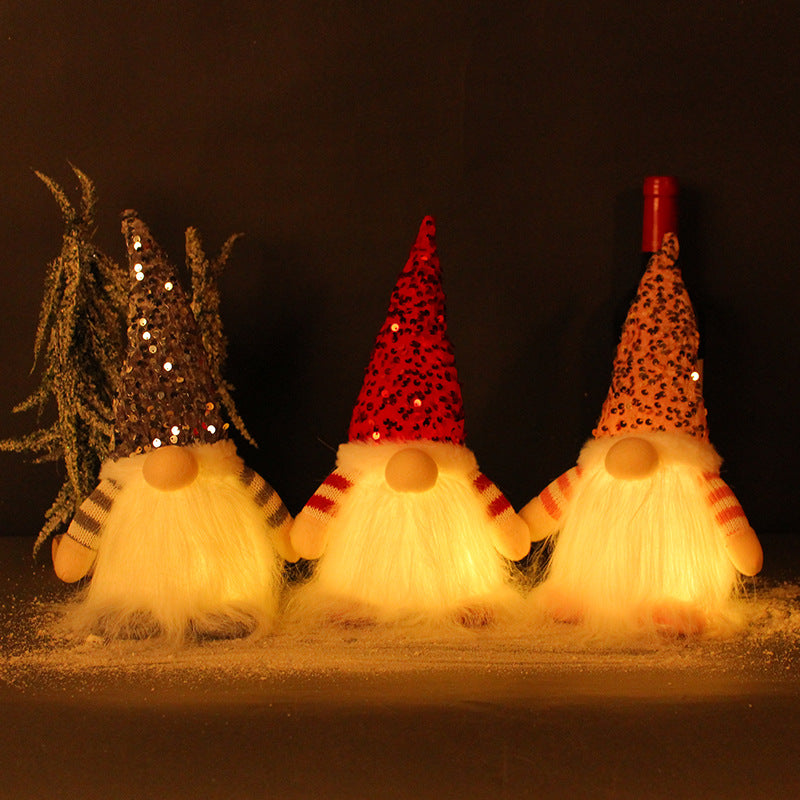 Christmas Decoration Sequins with Lights - Rudolph Doll Ornaments Set