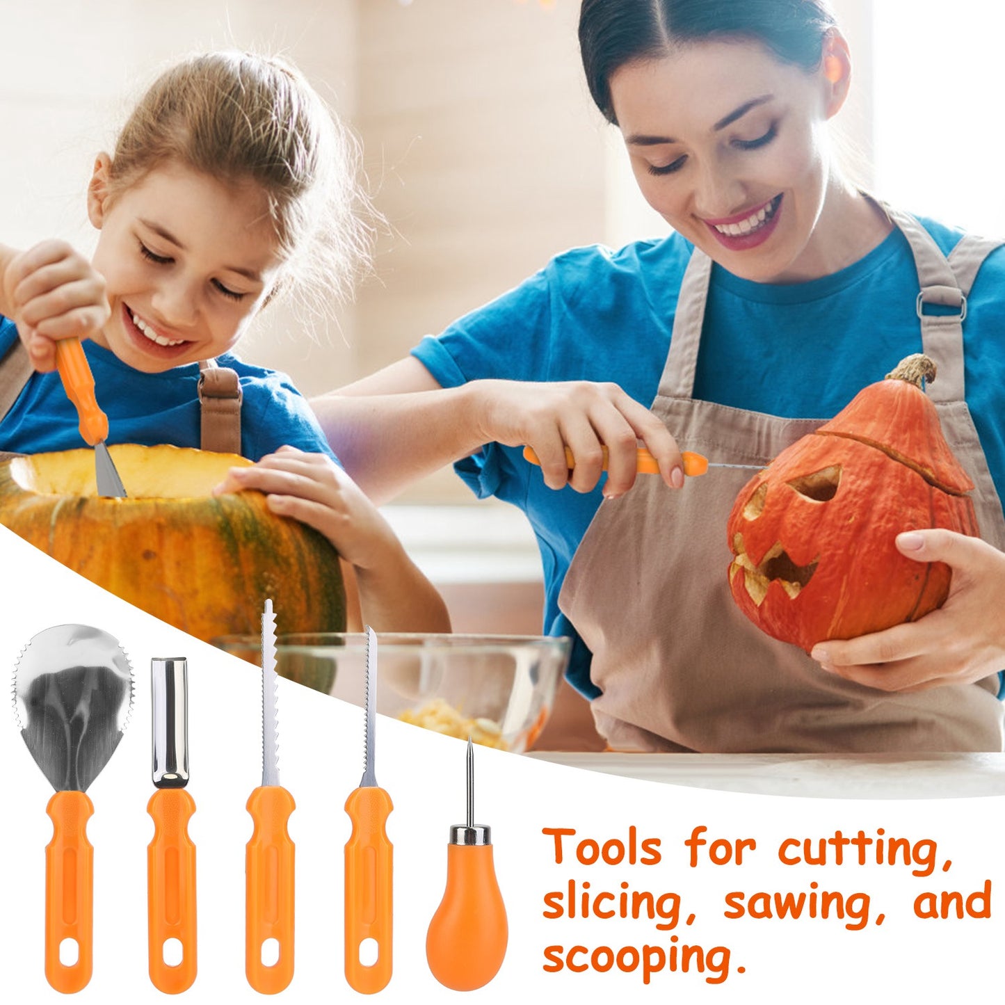 13-Piece Pumpkin Carving Kit - Stainless Steel Tools for Halloween