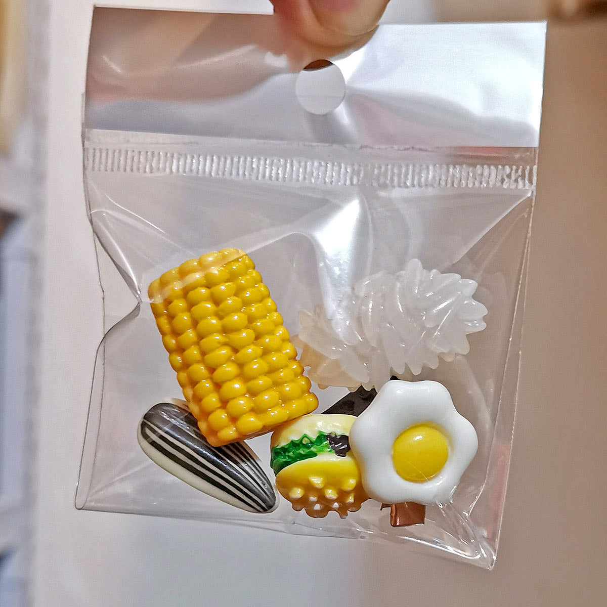 Mini Food Clip Set - Simulation Rice, Eggs, Corn, Melon Seeds, Cute Food Accessories