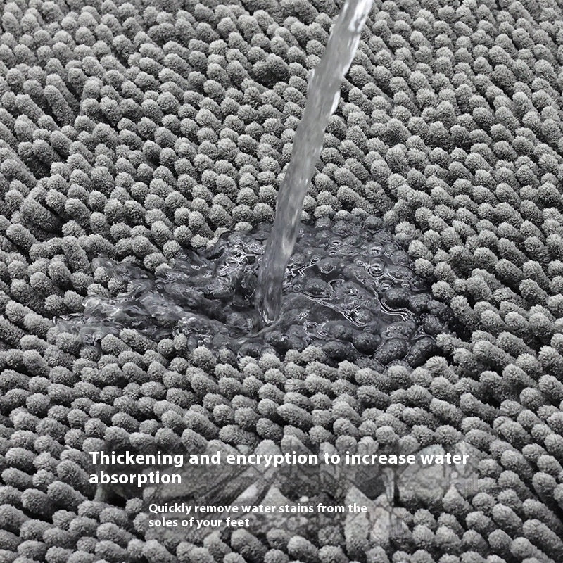 Non-slip Absorbent Bathroom Floor Mat - Stain-Resistant, Dense Woven Chenille
