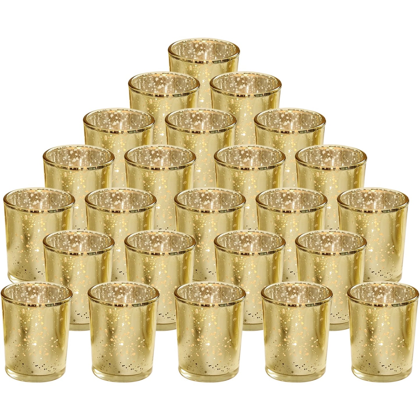 24Pcs Gold Mercury Glass Votive Candle Holders Set