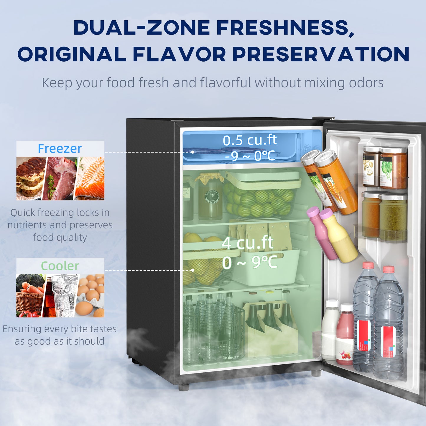 Mini Fridge 4.5 Cu.Ft Single Door Refrigerator with Freezer - Black