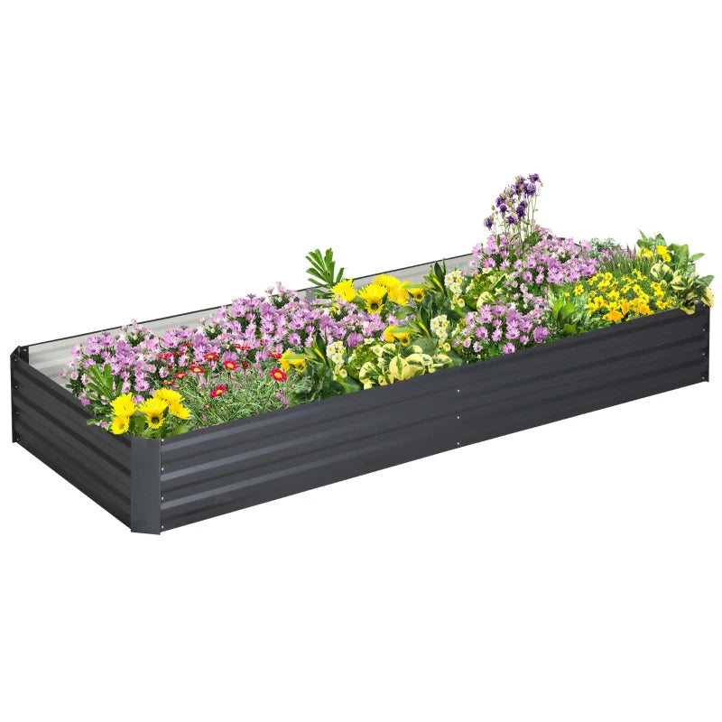 Galvanized Raised Garden Bed for Vegetables Flowers Herbs 95" L Gray