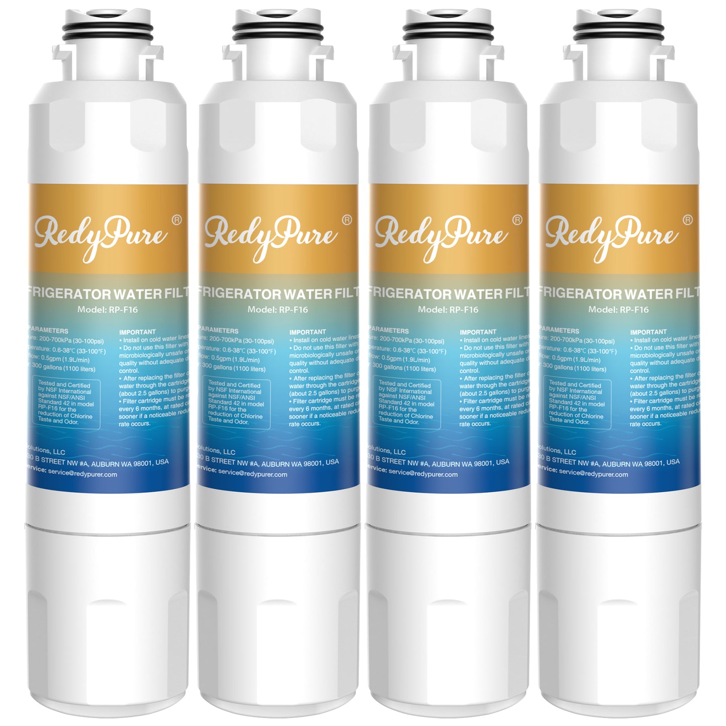 Refrigerator Water Filter Replacement - 4 Pack, NSF Certified