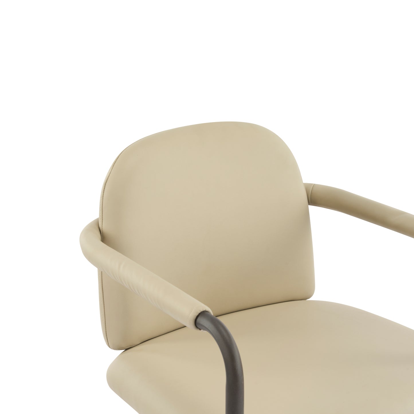Set of 2 Dining Chairs with Iron Frame - Espresso & Khaki