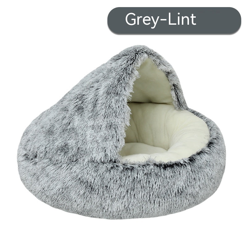 Semi Enclosed Pet Cat Bed & Dog House - Soft Plush Nest for Small to Large Pets