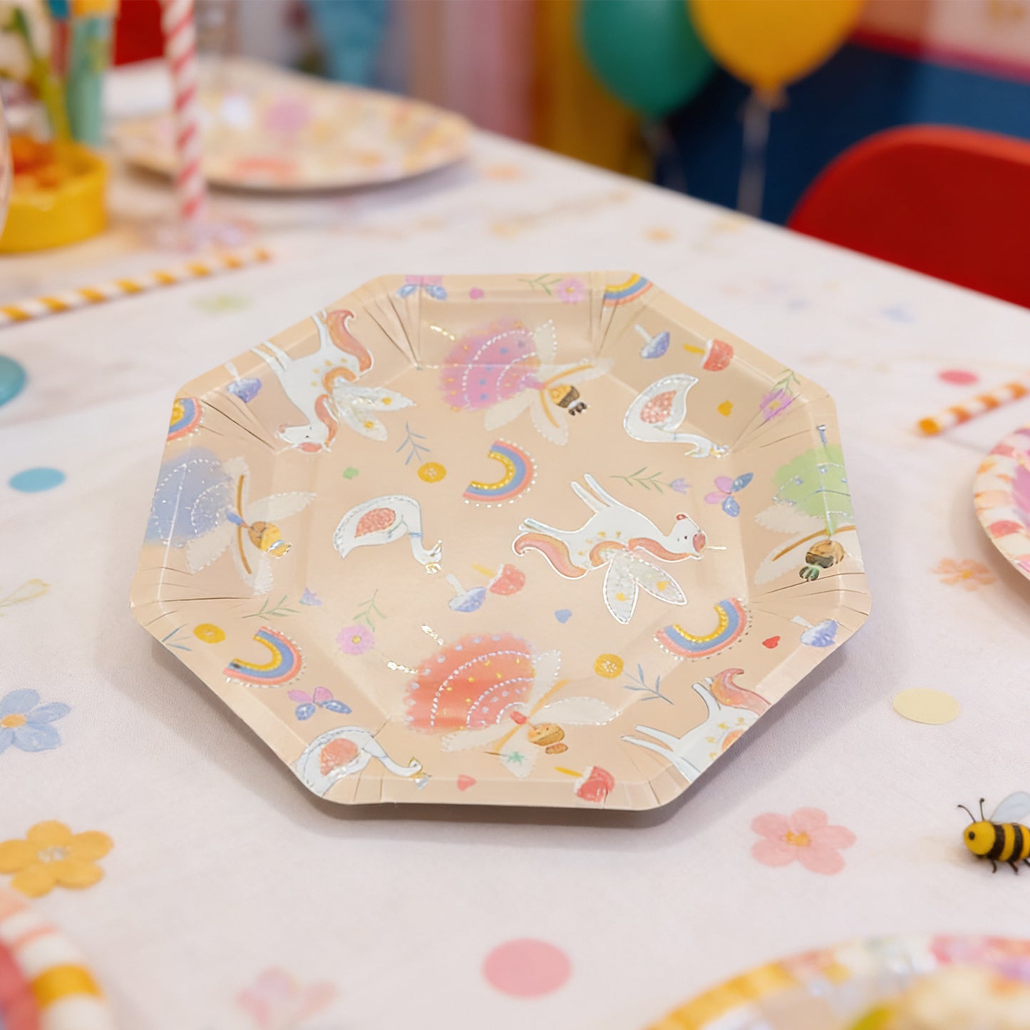 Cartoon Octagonal Paper Plates - 6 Pack