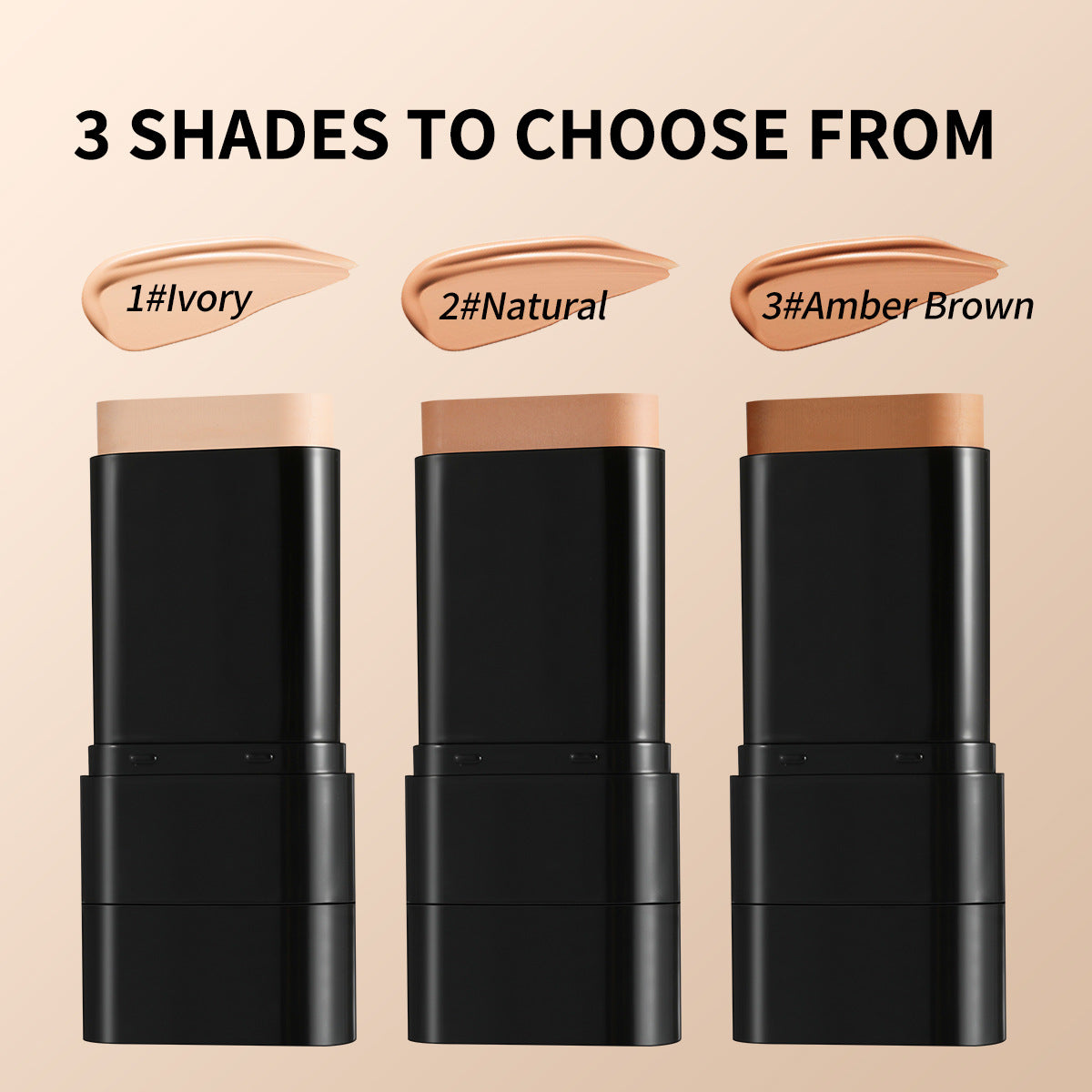 Waterproof Concealer Stick Foundation with Double-Ended Makeup Brush 20g - Multiple Shades