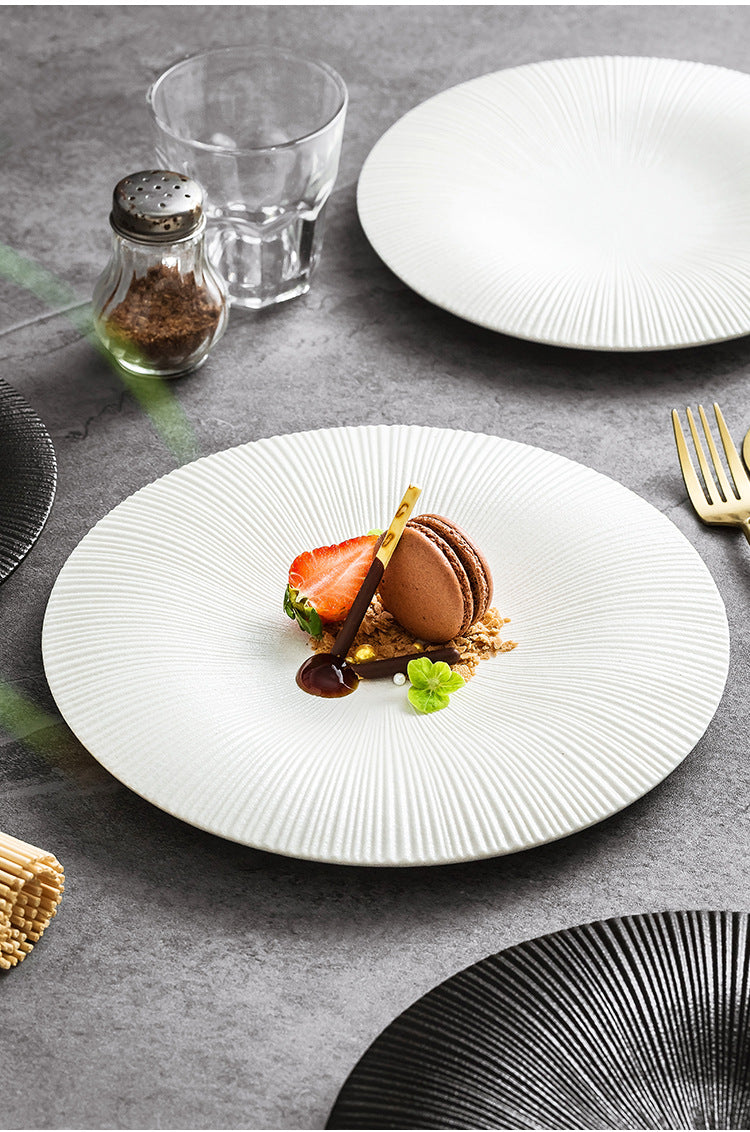 Ceramic Western Food Plate Set - Porcelain Dinner Flat & Shallow Plates