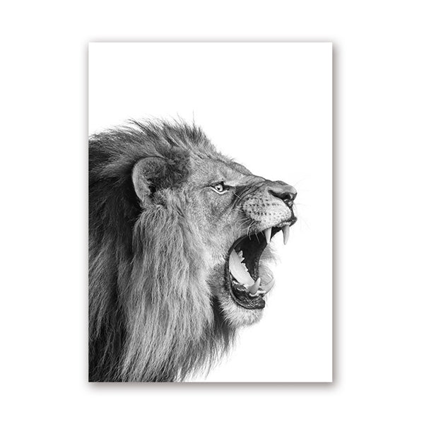 Black and White Animal Watercolor Wall Art Poster - Abstract Canvas Decor