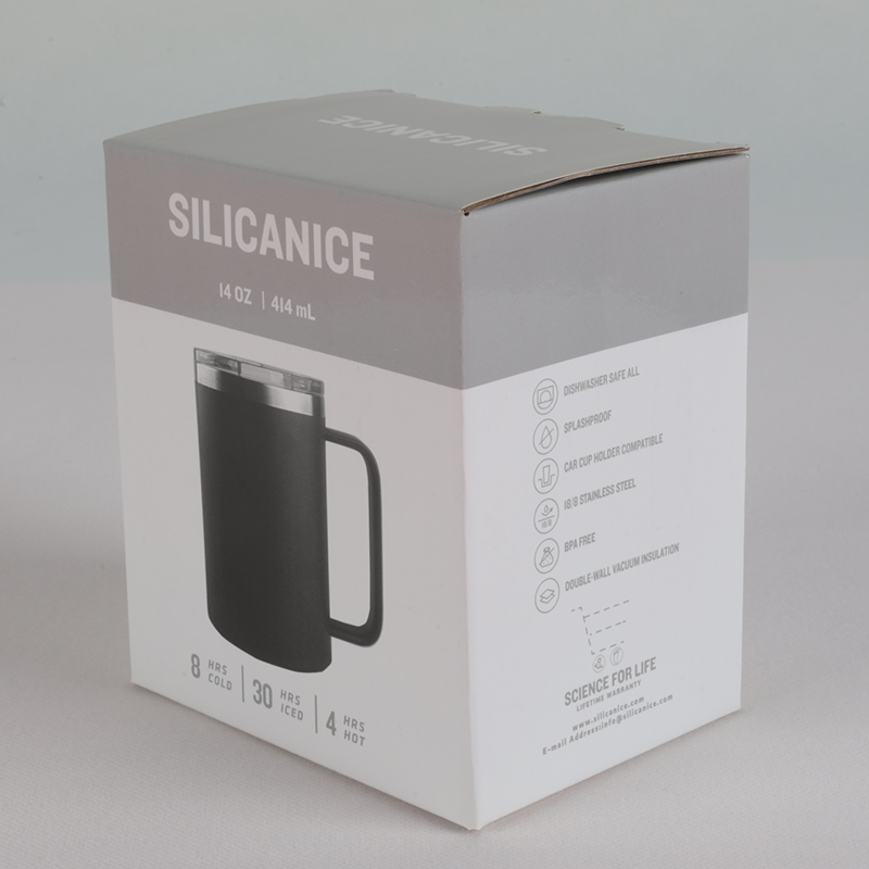 14oz Insulated Coffee Mug with Handle & Detachable Lid - Stainless Steel Travel Tumbler