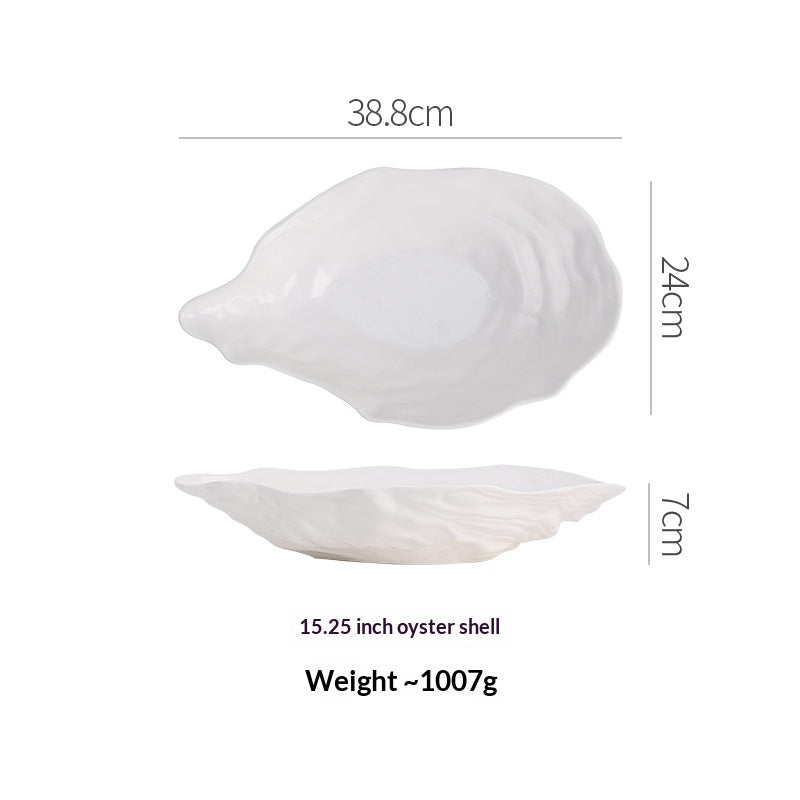 Oyster-Shaped Ceramic Salad Plate Set - Multiple Sizes, Elegant Kitchen Dinnerware