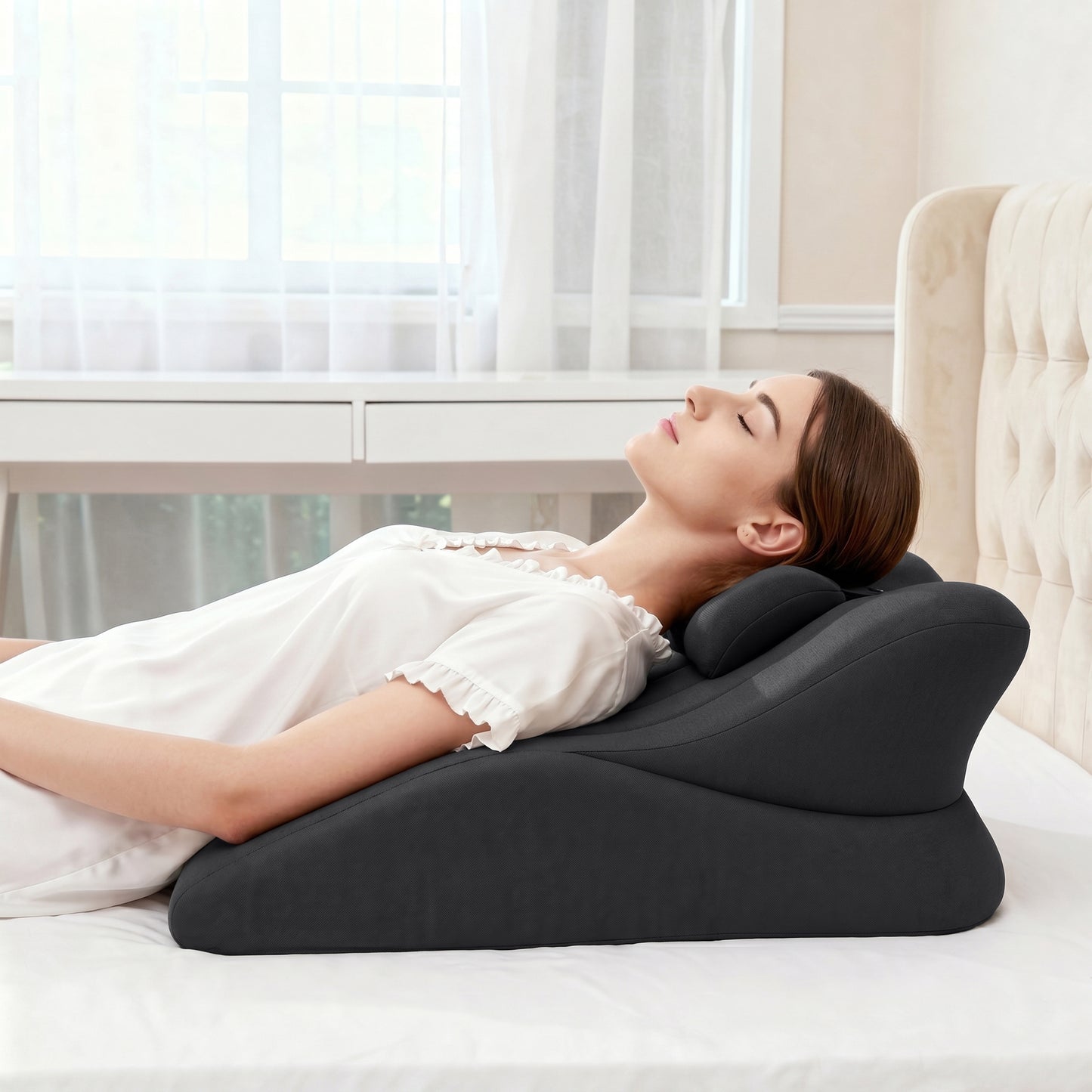 Ergonomic Memory Foam Support Pillow for Couples - Black